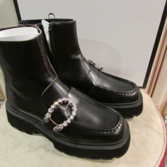 Gucci women's above ankle leather zipper platform boots Sz 39.5 - Picture 1 of 16